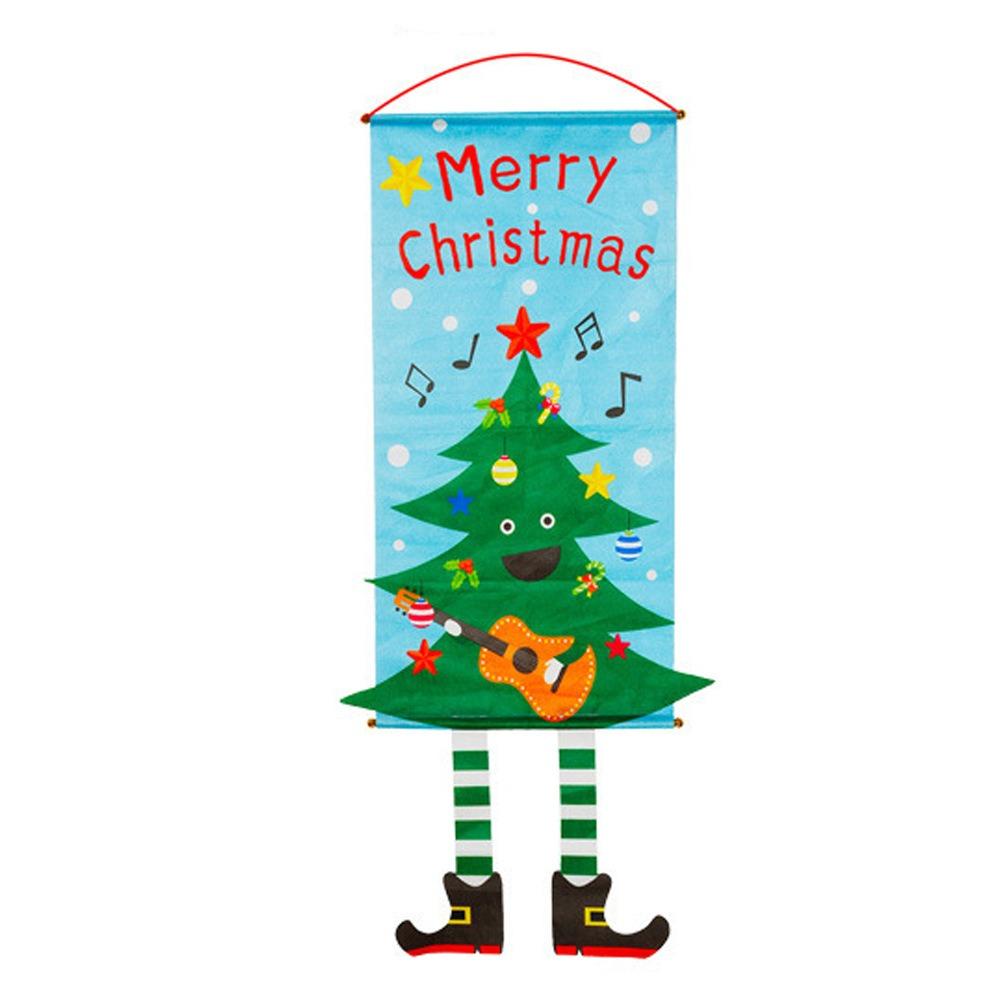 Santa Claus Xmas Door Banner Snowman Decoration Hanging Cloth Creative Christmas Hanging Flag  Door
