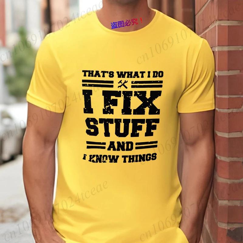 Mekaniker Jag Fixar Saker och Vet Saker T-shirts för Män Rolig Humor Mekaniker T-shirt Gåva till Pappa Make Herrars Oversized Kläder