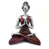 Yoga Woman Figurine - Silver and Bordeaux 24cm