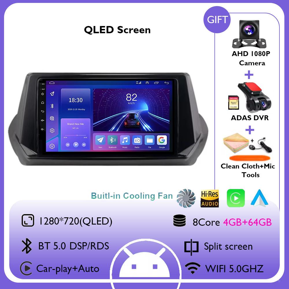 9Inch Android 14 Wireless Carplay Auto For Peugeot 2008 208 2019 2020 2021 2022 Car Radio Multimedia Video Player Navigation GPS