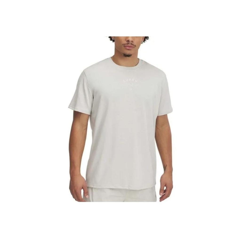 Under Armour T-shirt da Uomo a Maniche Corte, Colore Solido, Curry, Pesante, Comoda, Morbida, Delicata sulla Pelle, Versatile, Bianca 1390405-110