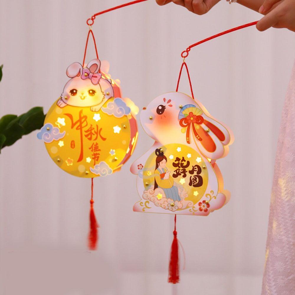 Chinese Handheld Rabbit  Lantern Handmade Light-Up Bunny Lantern  Mid-Autumn Festival
