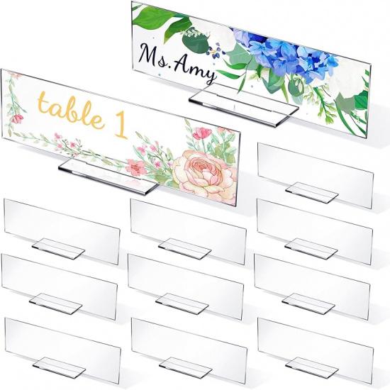 Yookeer 12 Pack Acrylic Name Plate Personalized Desk Name Plaque Sign Clear Panel Rectangle Acrylic Sheet Blank for Office Desk Decor(8.5 x 2.5 Inch)