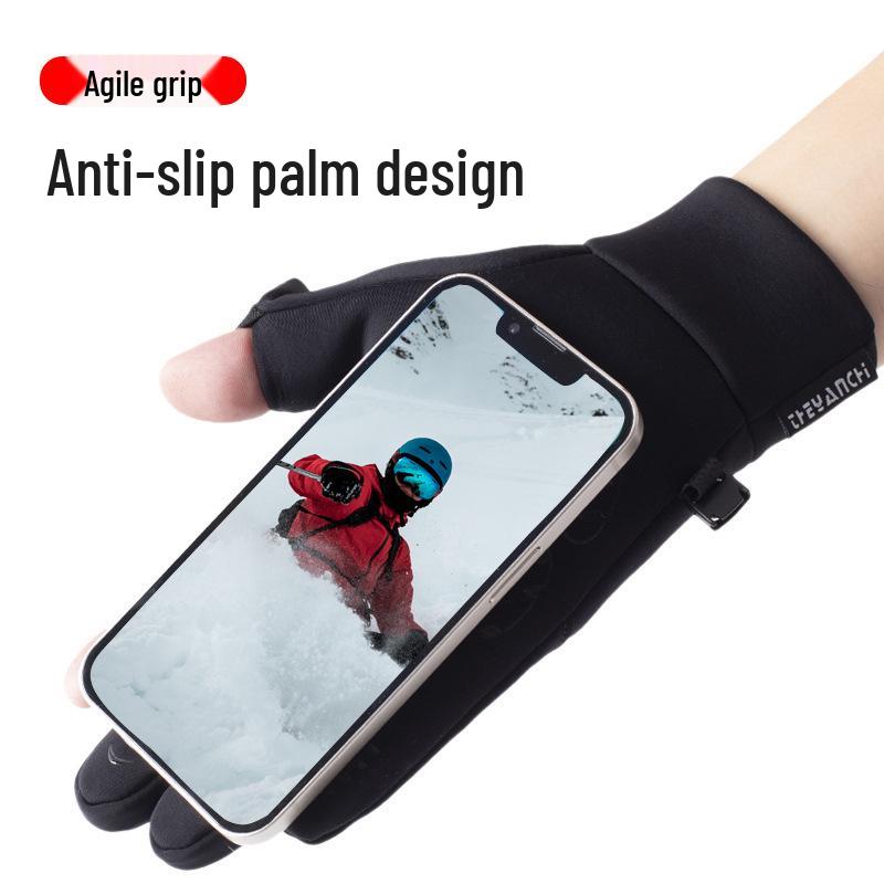 Men's Winter Cycling Gloves: Fleece Lined, Windproof, Waterproof, Touchscreen-Compatible for Outdoor Sports and Mountaineering