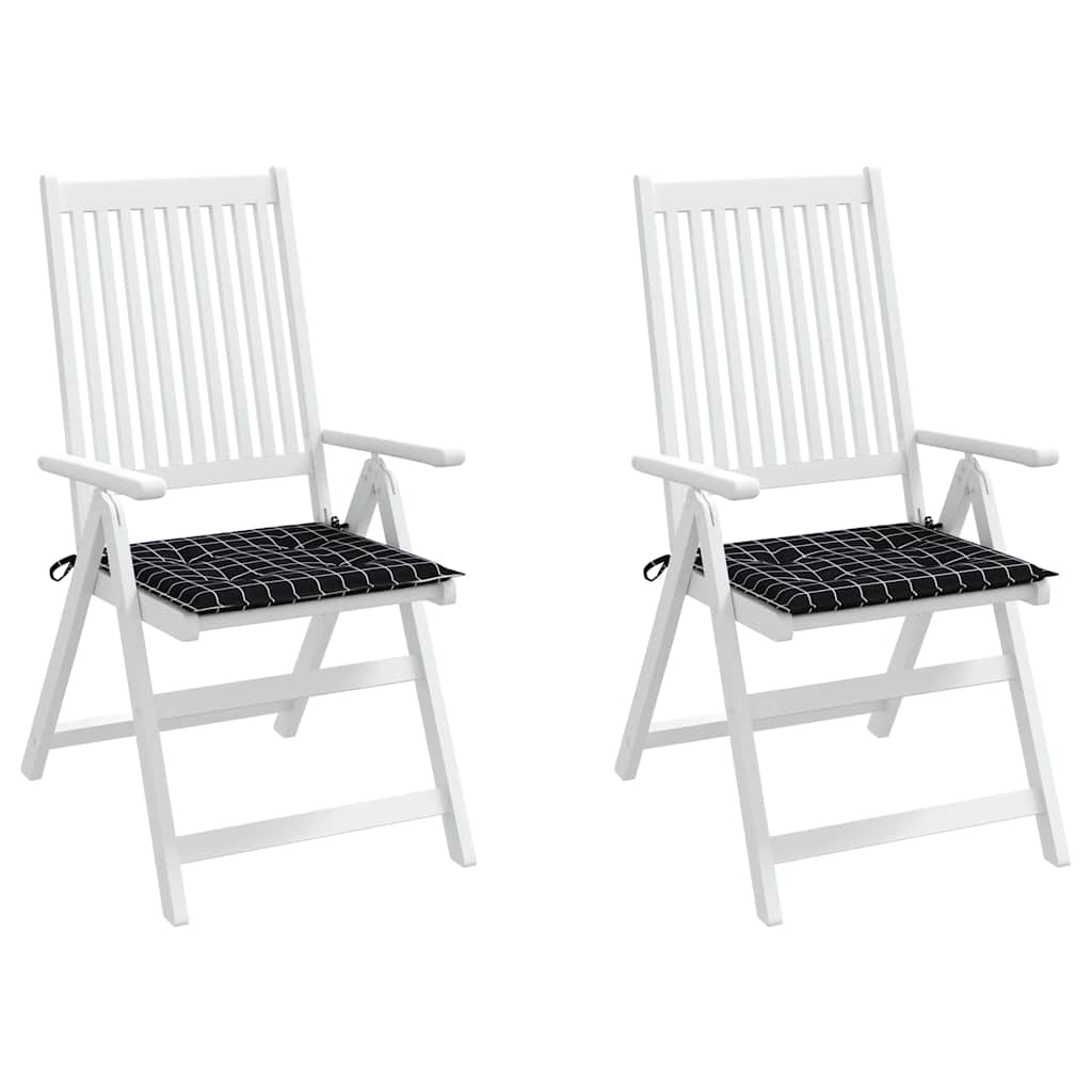 Garden Chair Cushions 2 Pcs Black Checkered Pattern 40 X 40 X 4 Cm Fabric