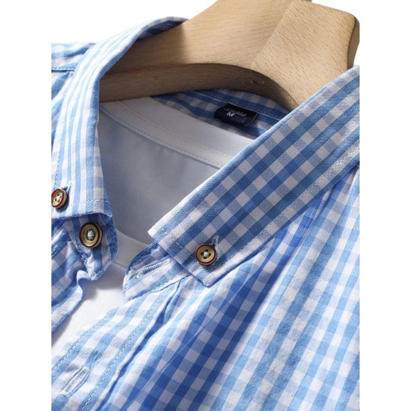 Trendy Cotton Short Sleeve Export Casual Plaid Shirt