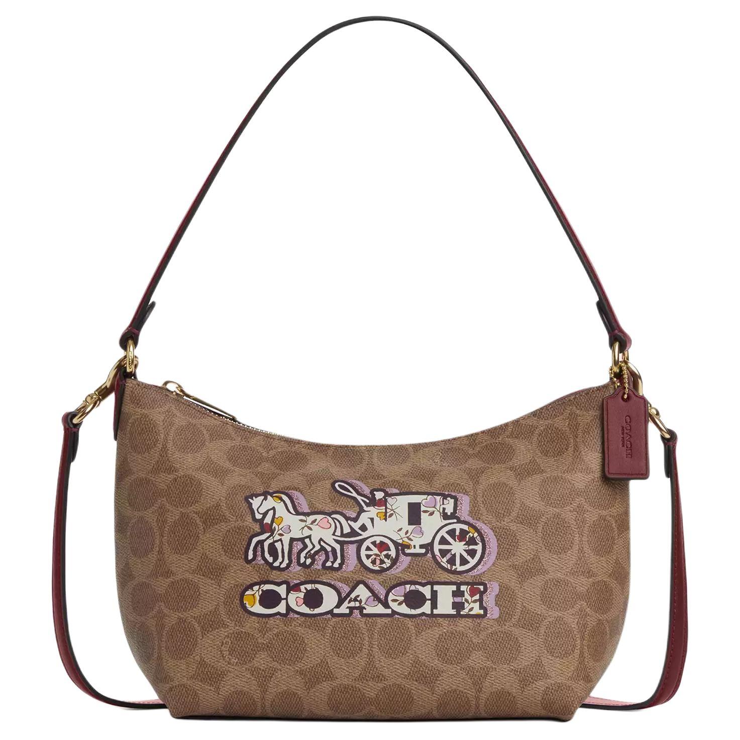

Coach 20 Horse And Carriage Print Top Zip Coated Canvas Shoulder Bag Small Women shoulder bag Brown CX588-IMXGY Basic Set (Bag+Dust Bag)
