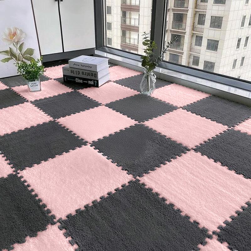 24PCS Solid interlocking foam mat - non slip EVA bedroom crawl floor mat living room decorative carpet