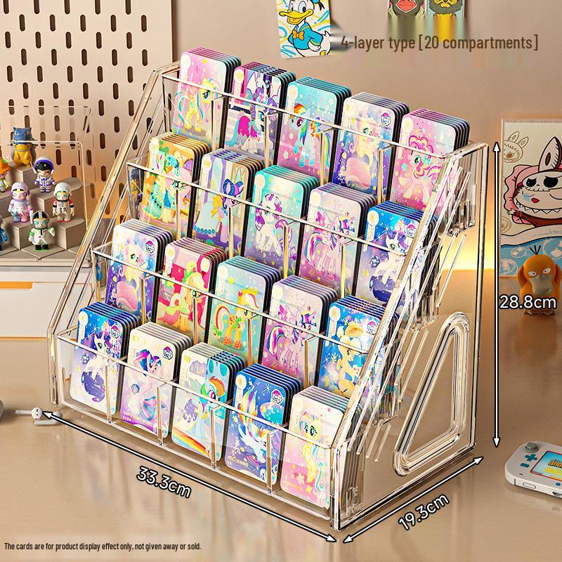 Ultraman Acrylic Card Display Stand - Tiered Desktop Postcard Organizer with Divided Slots