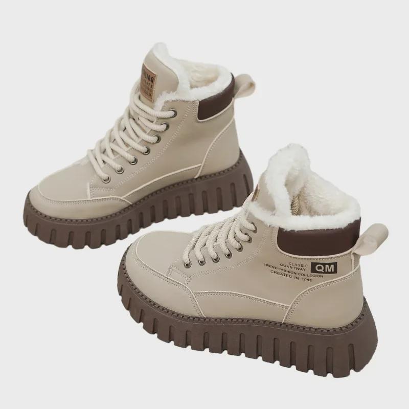 2024 Winter Non-Slip Plush Cotton Snow Boots: Warm, Thick-Soled, Versatile Martin Shoes for Students