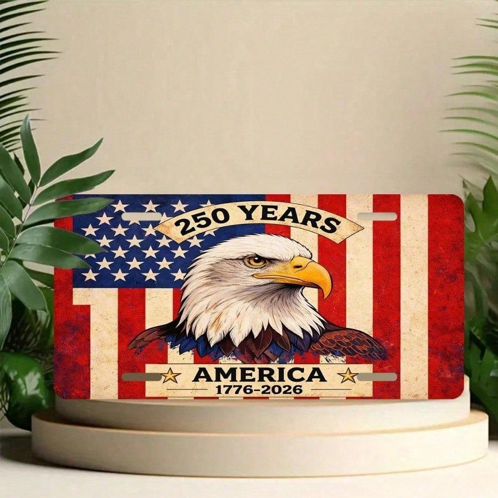 1776-2026 USA 250th Anniversary License Plate 5.9x11.8in, Aluminum Car Tag for Car Truck SUV, Patriotic Front Metal Sign, Gift for Men Women