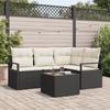 Ensemble de canapé de jardin de 4 pièces avec coussins en rattan poly marron, Canapé de jardin 2 places avec rangement & 3355036