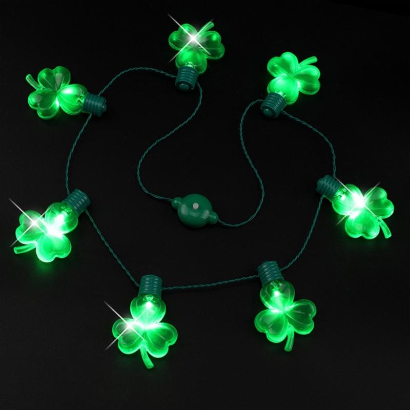 Mini Kløver Blinkende Lysende Blinkende Julelys Kostume Halskæde 7 LED Pærer Kostume Bryllupsfest Dekoration