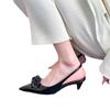 Fashion Woman Spring Beautiful Slingbacks Pumps Sexy Pointed Toe Flower High Heels Wedding Party Female Patent Leather Shallow Sandals