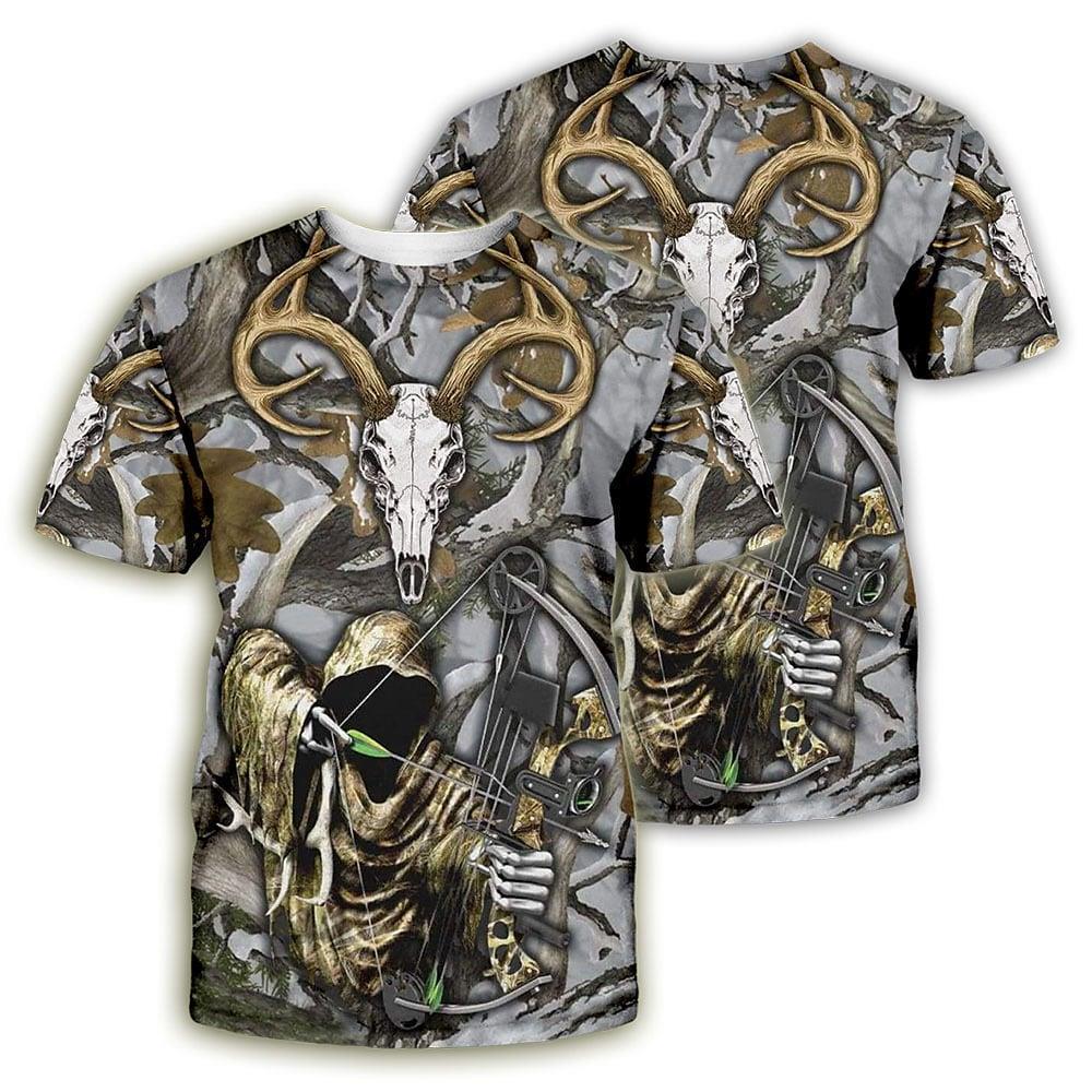 Deer 3D Printed Short Sleeved T-shirt Summer Breathable Polyester Simple Round Neck Top