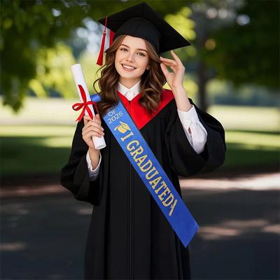 Clasa 2026 Eșarfă de absolvire Am absolvit Absolvire fericită Robă de absolvire Eșarfă Unisex Culoare solidă Centură ceremonială