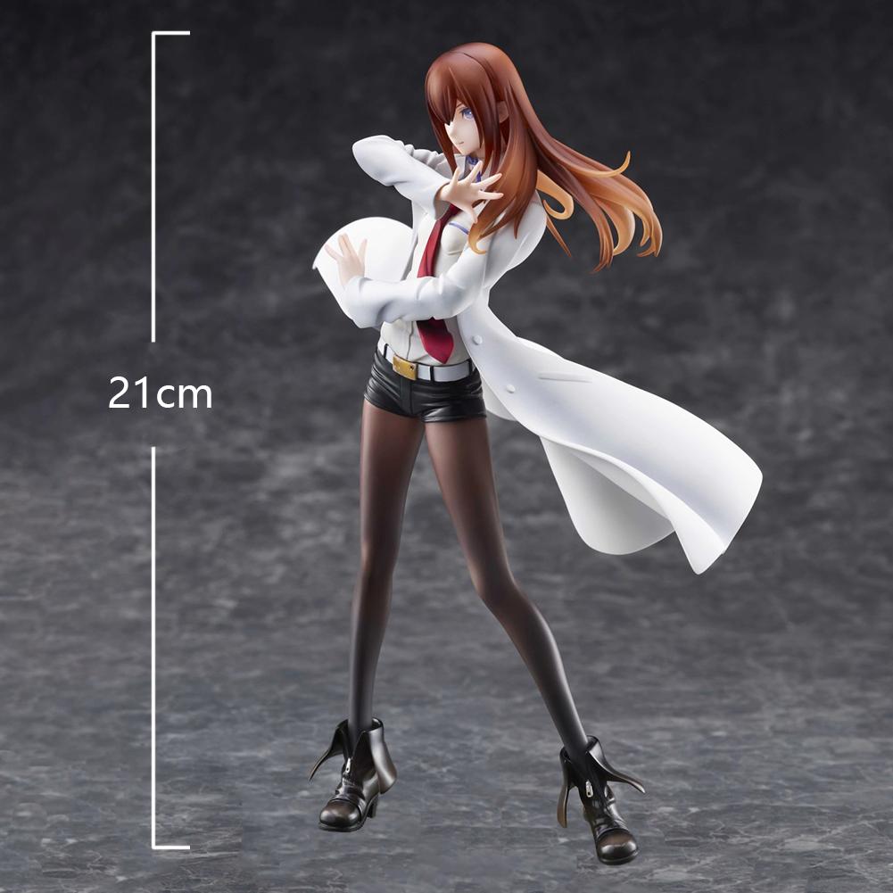 Steins; Gate Anime Makise Kurisu Figure Kurisu Standing Pose Action Figure White Clothes Model Desktop Orphans Collection Gifts