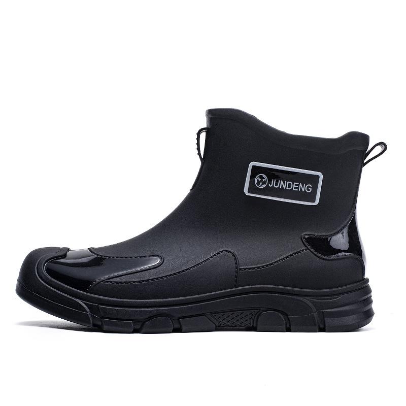 Stylish Short Waterproof Rain Boots, Anti-slip Durable Rain Shoes Regular Single-layer,Fleece-lined Warm Styles Optional
