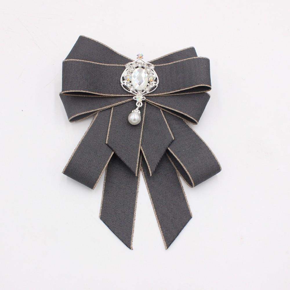 Crystal Bow Tie Rhinestone Ribbon Bow Brooch Fashion Neck Tie  For Men and Women