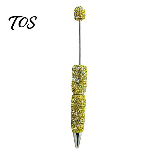 Exquisite Diamond Stationery Pen Beadable Pens, Bling Rhinestone Beaded DIY Bead Pen, Crystal Shaft Gel Black Ink Ballpoint Pens for Decorations