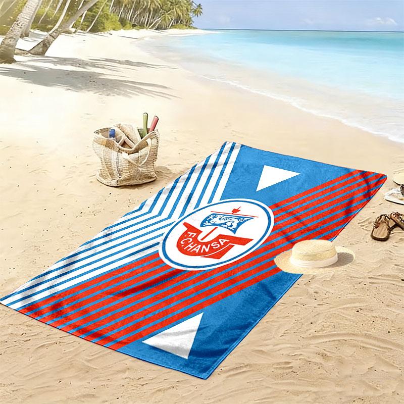 Asciugamano da Spiaggia Stampato FC Hansa Rostock, Asciugamano Grande Morbido Asciugatura Rapida per Spiaggia Campeggio Nuoto