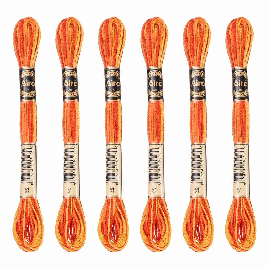 6 Skeins Embroidery Floss, Gradient Colors Polyester Embroidery Threads Bracelets String for Cross-Stitch Hand Embroidery