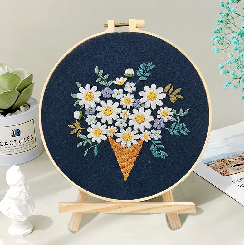 Beginner DIY Embroidery Kit: Su & Xiang Patterns Cross Stitch with French Techniques