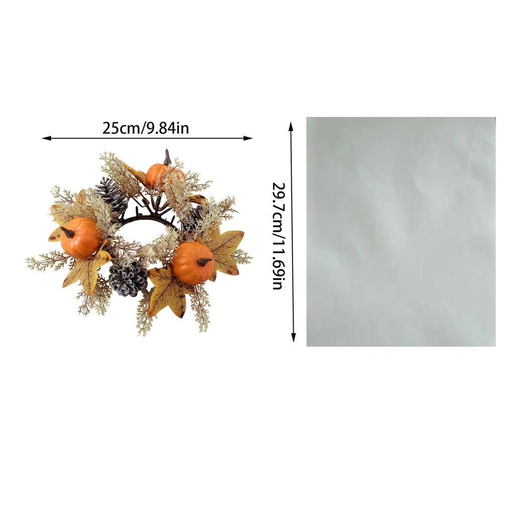 Pumpkins Maple Leaves Candle Rings Wreaths With Sunflower Fall Candle Rings Thanksgiving Day Ring Holder Artificial For Wedding,Door Tabletop Decor