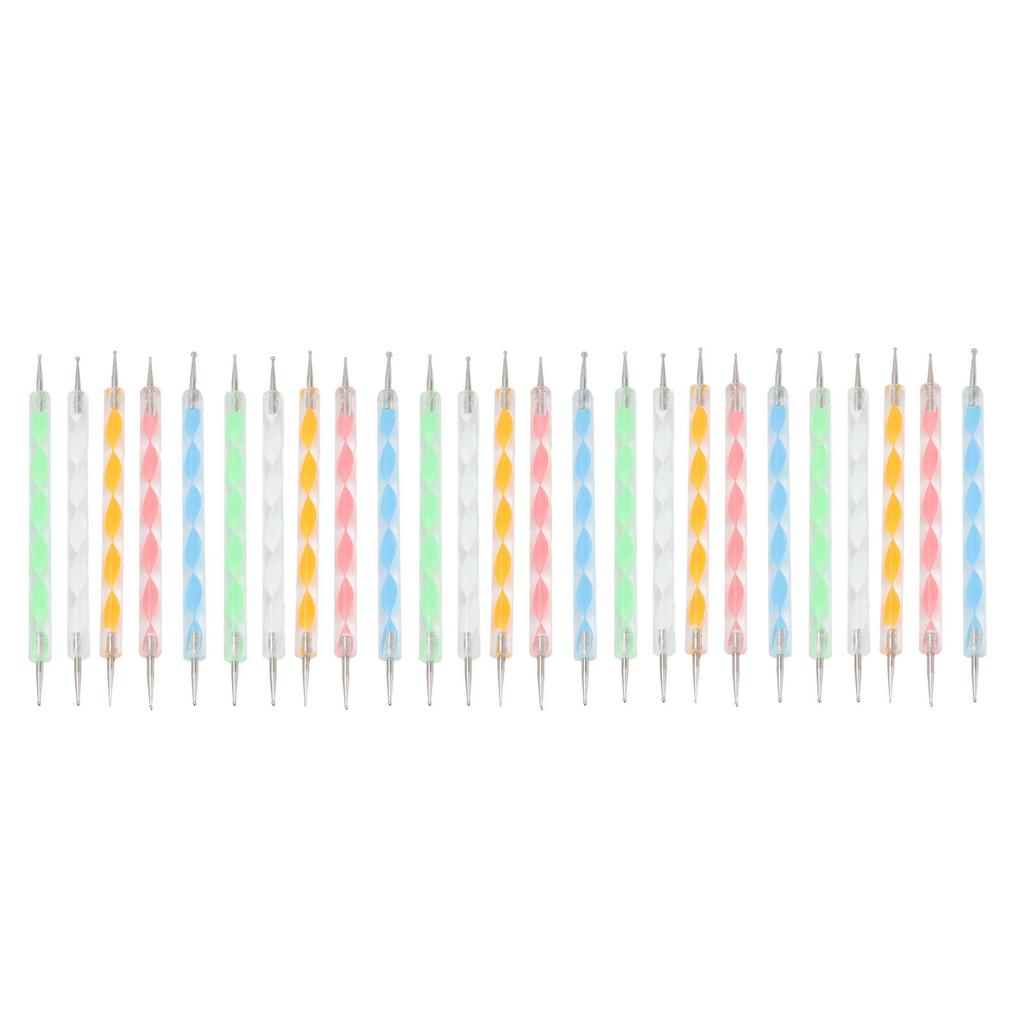 25pcs Nail Art Dotting Pens Acrylic Screw Rod Round Head Nail Art Double Ended Dotting Pen