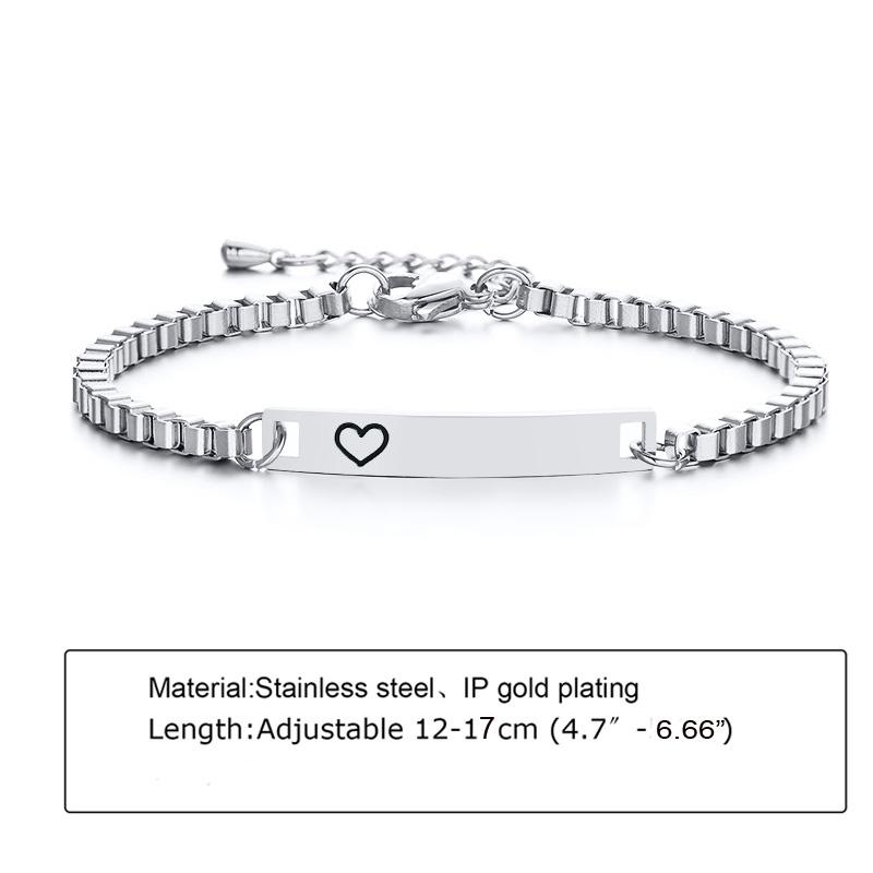 Custom Personalized Name ID Bracelet Gilrs Boy Gifts, Stainless Steel Curb Chain Link Crown Bracelet Not Allergic