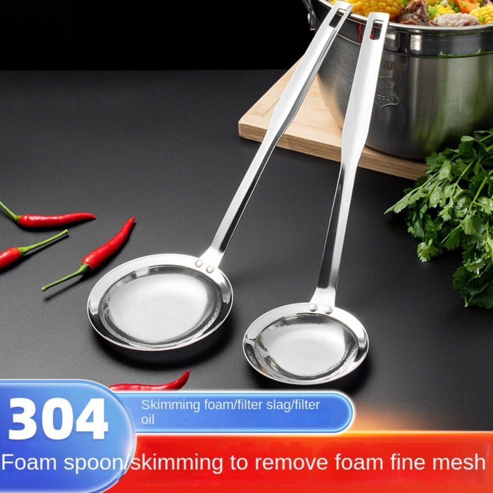 

Дуршлаг из нержавеющей стали с прорезями и мелкой сеткой с длинной ручкой