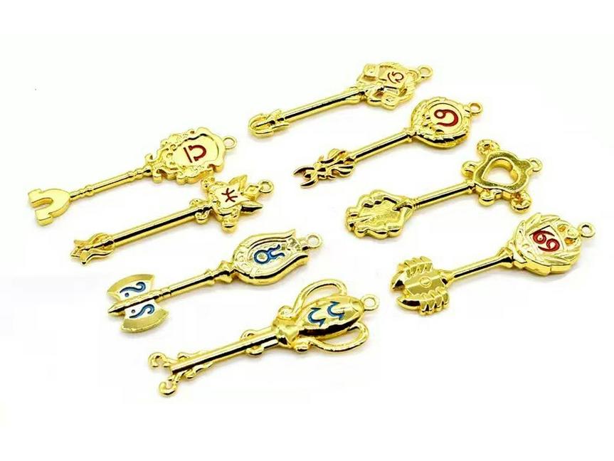 Fairy Tail Keychain Set: 35 Celestial Spirit Keys & Zodiac 12 Houses with Keyring