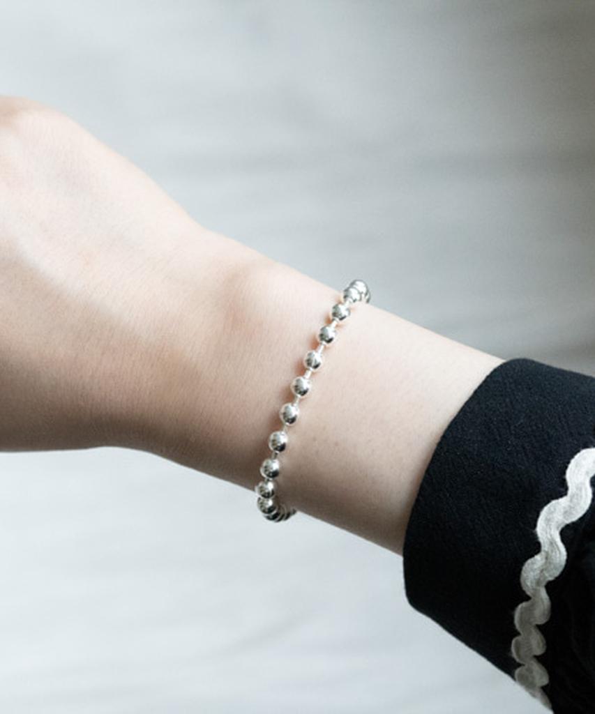 Alleun Silver 925 Ball Chain Long Bold Bracelet (Type B)