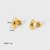 European and American ins simple mini stainless steel smooth water drop stud earrings plated with 18k gold waterproof earrings, high-end jewelry women