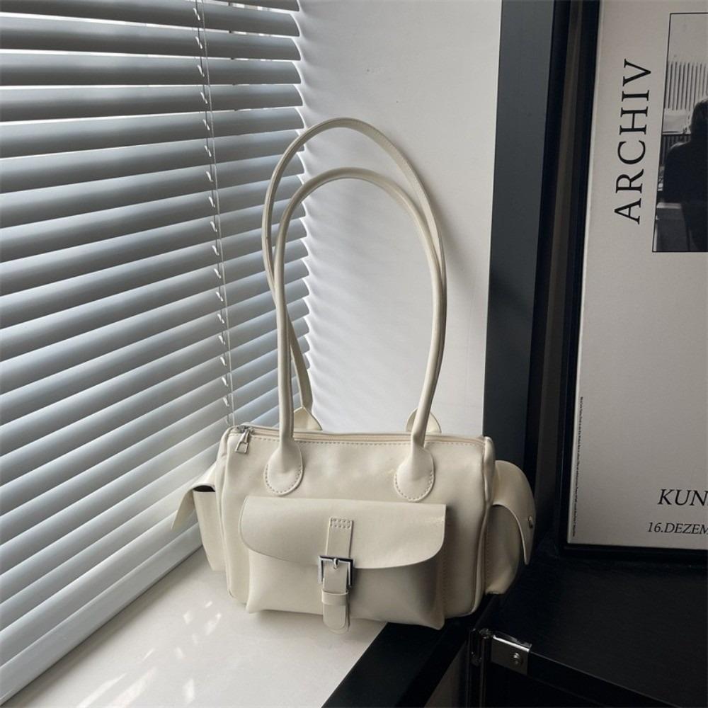 

New PU Shoulder Bag Large Capacity Retro Style Women Bag Portable Underarm Bag Women Fashion білий