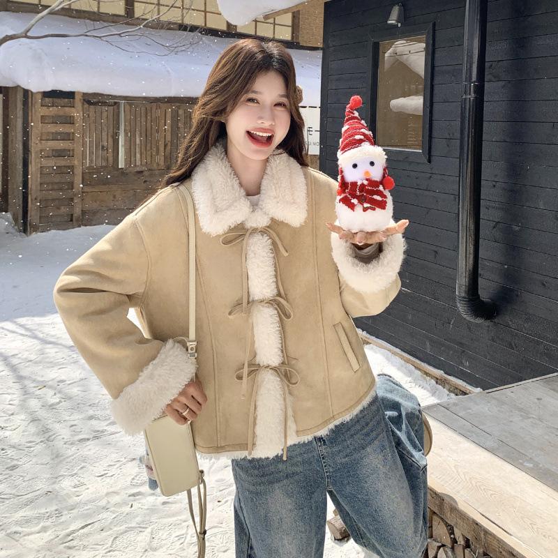 

Korean-Style Khaki Lace-Up Leather & Fur Jacket for Women - Winter 2026 Edition XL хакі
