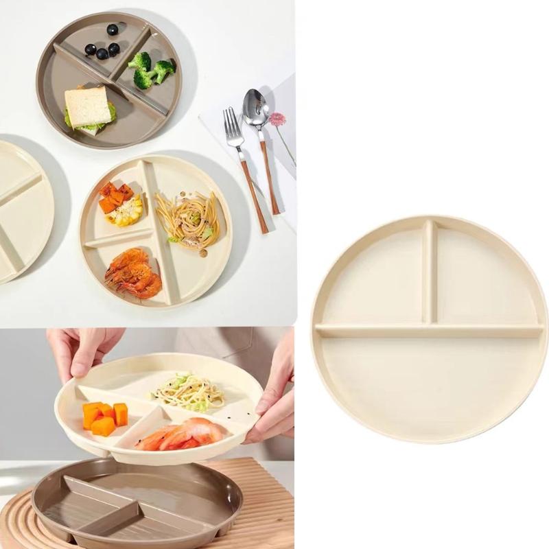 22cm Compartmentalized Plate Plastic Tableware Family Meal Plate for Kids and Adults Microwave and Dishwasher Safe