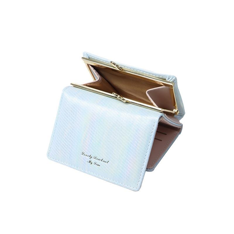 New streamer laser wallet, multi-functional girls' change bag, high-end short wind clip card bag.