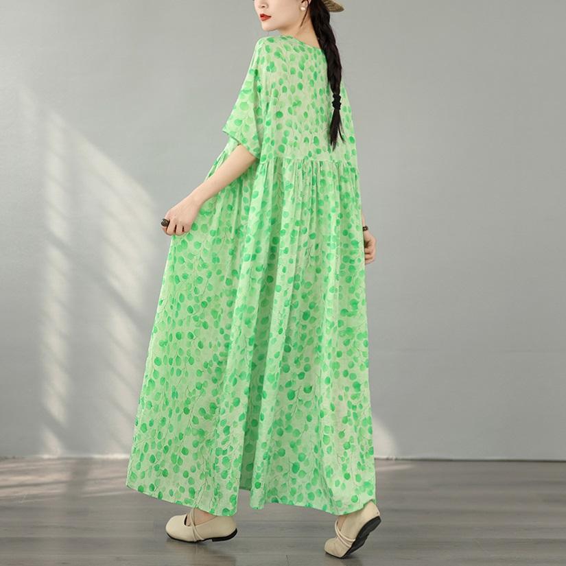 Kurzarm Plus Size Baumwolle Vintage Blumenmuster Neu in Kleidern für Damen lässig locker langes Sommerkleid