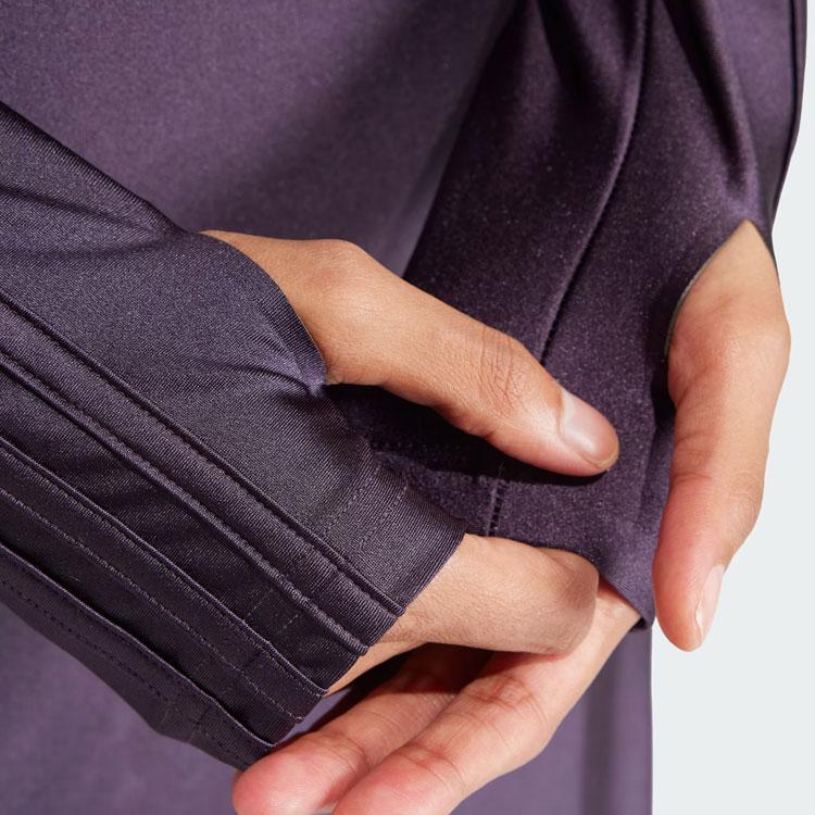 Adidas Originals Elongated Dress Solid Color Long Side Split Sports Slim Fit Long Sleeve Dress Women Dresses Purple IS4590