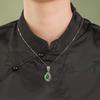 S925 silver inlaid natural jadeite gourd necklace retro high-end light luxury niche accessories women's daily jewelry gift