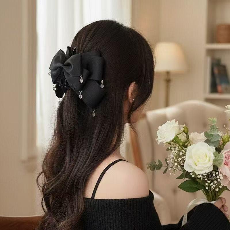 Korean Rhinestone Bow Tassel Hair Clip: Elegant, Light Luxury Style