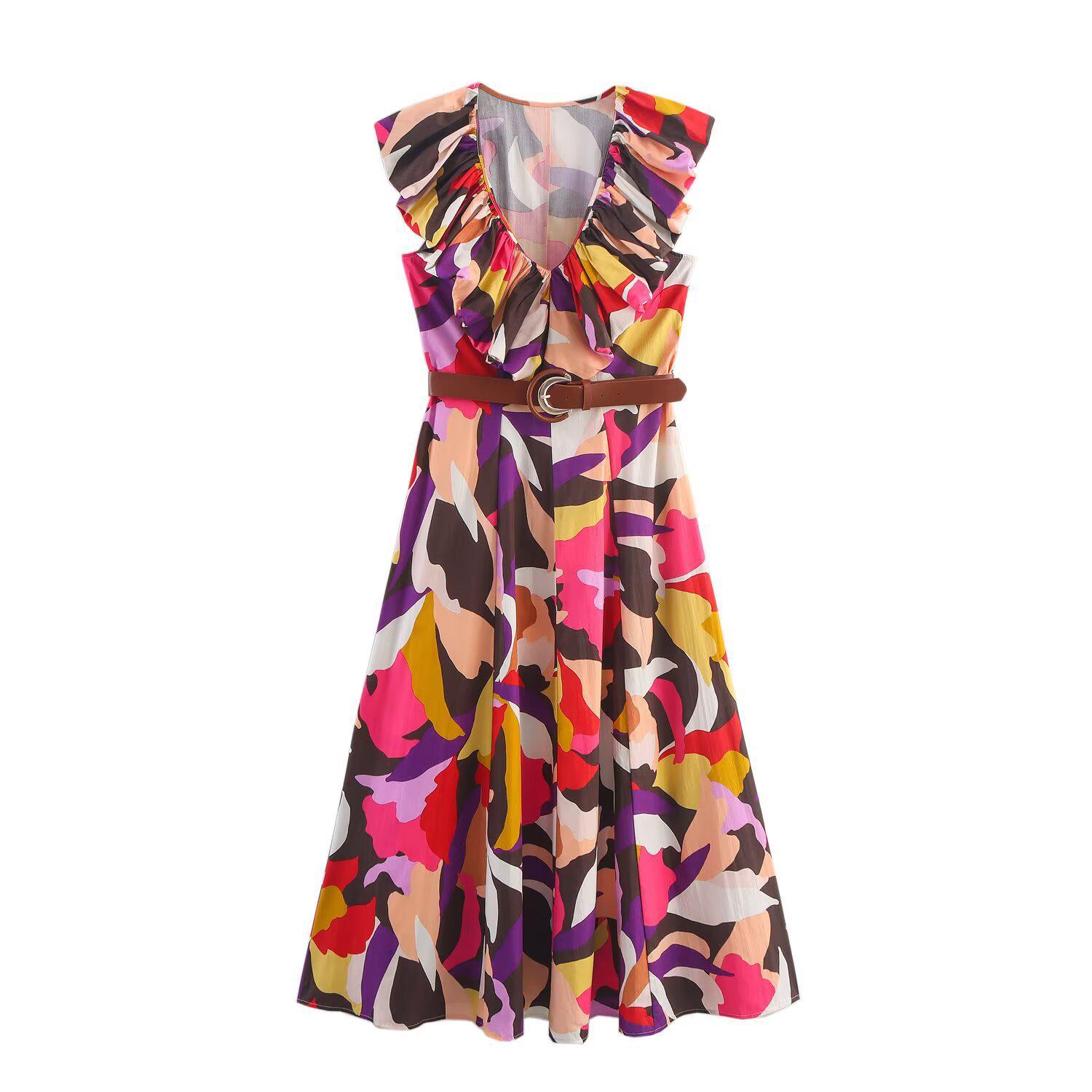 

Versatile Trendy Printed Poplin Midi Dress for Women XS