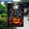 2D Flat - 2D Flat Printing Garden Flag 1pc, Halloween Pumpkin Skeleton Decoration Single Sided Printing Garden Flag, Polyester, Holiday Yard Banner, F