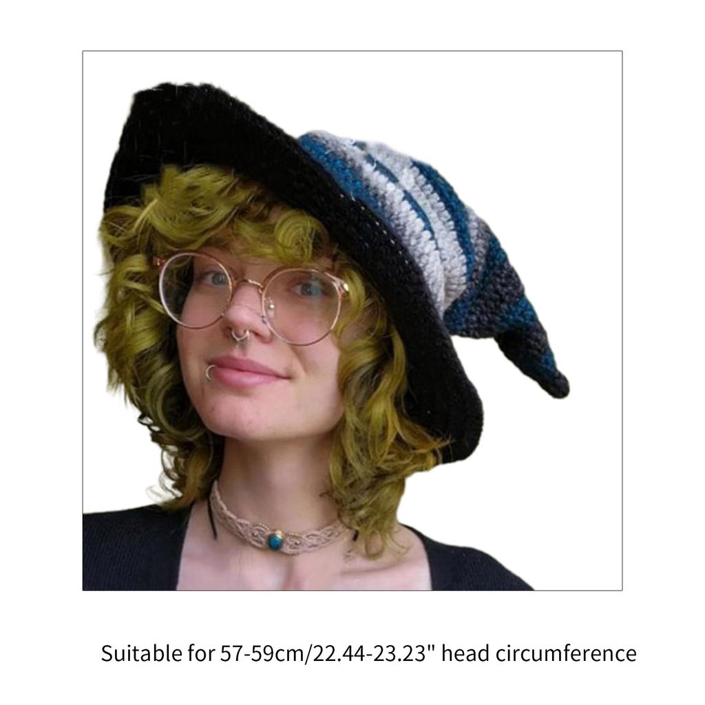 Knitting Witch Hat Costume for Women Men Teenagers for Party Decorations Crocheted Wizard Cap