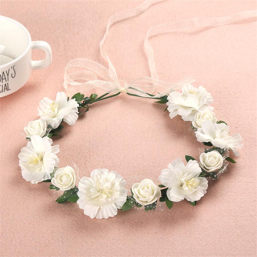 Pink Flowers Crown Festival Headpiece Women Hair Accessories Headdress Girl Baby Crown Floral Garland Wedding Floral Headwear