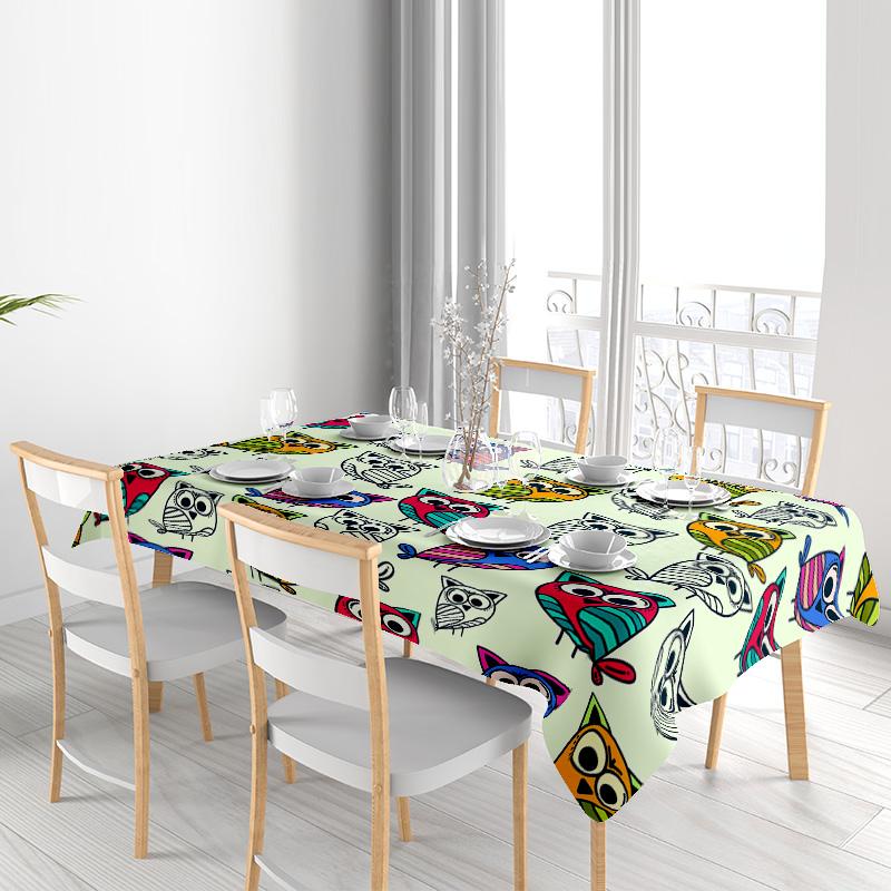 Colorful Owl Tablecloth Perfect Addition for Your Dining Room Decor!