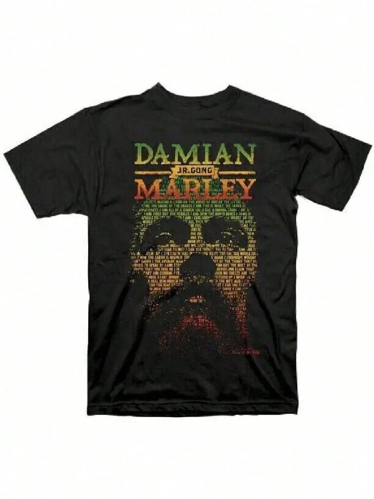 Damian Marley Jr Gong X Nas T-Shirt Geduld Songtext Gesicht unisex