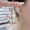 Elegant Christmas Inlaid Full Zircon Snowflake Long Fringe Drop Earrings Temperament Snow Flower Ear Line For Women Men Jewelry
