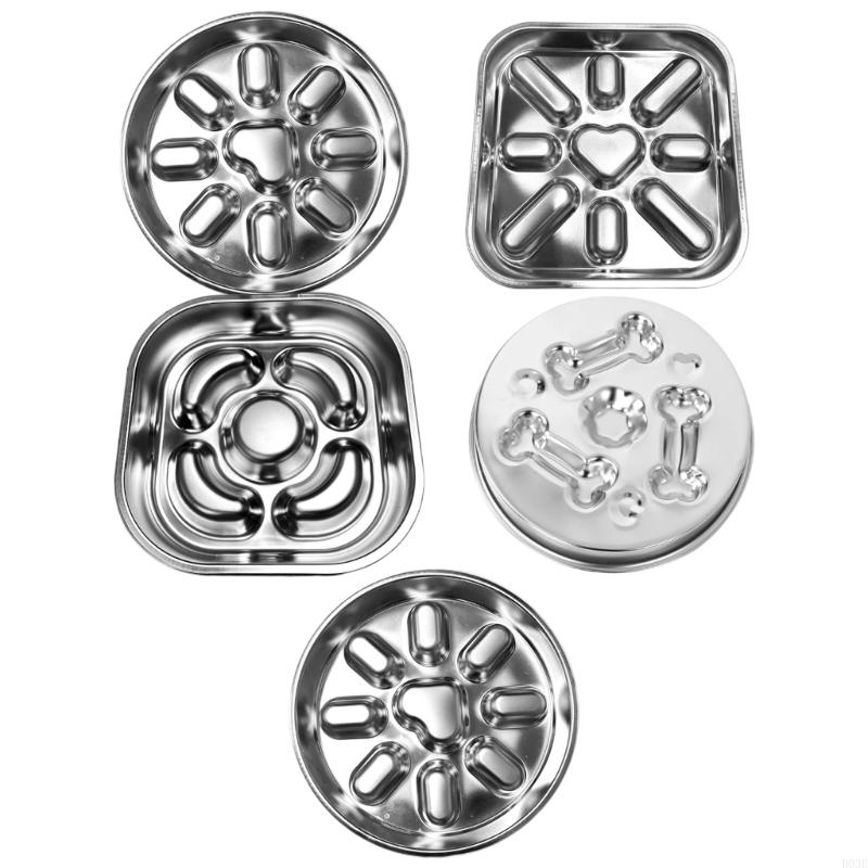 Thick 304 Stainless Steel Dogs Bowl With Antislip Base and Raised Pattern Slow Feeding Mazes Dish for Media Large Dogs B03E